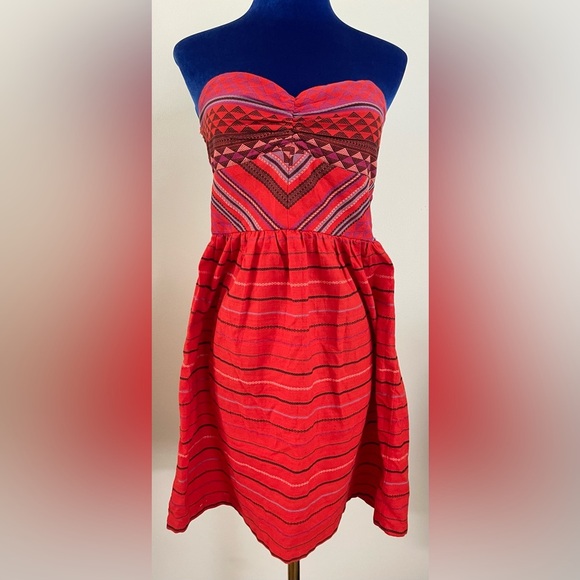 Roxy | Smocked Mini Dress | Doll | Aztec Red | Women’s Small - Picture 1 of 5